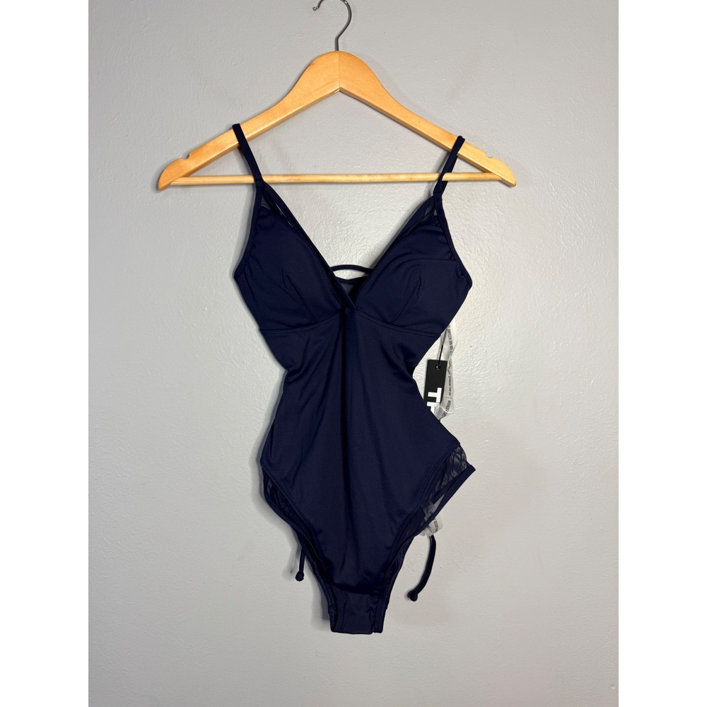 Ta3 Meshy One Piece Shaping Swimsuit Midnight Blue XS Reg/Long NWT